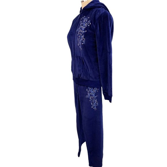 Small Soho Lady Two Piece Purple Velour Sweat Suit Track Y2K New - Picture 6 of 9